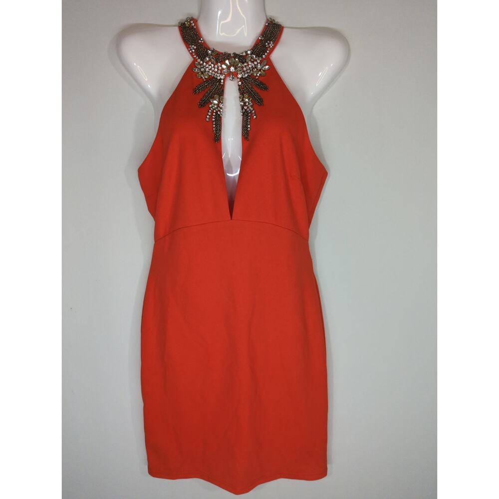 The‎ Clothing Company Embellished Red Cut Out Mini Dress Women's MEDIUM NWT